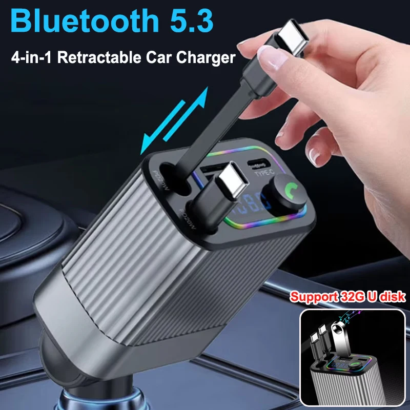 North 4-in-1 Retractable Car Charger With 2 Usb-c Cables And Dual Usb Ports - View #13