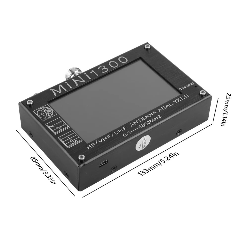 휴대용 스탠딩 웨이브 RF 멀티미터 터치스크린 알루미늄 쉘 미니 1300 벡터 네트워크 분석기 HF VHF UHF 모든 밴드
