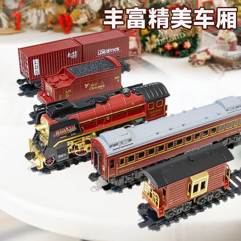 Smoke Simulation Steam Retro Model Train Electric Rail Car 2.4Ghz Remote Control Train Toys With Smokes, Light & Sound 2