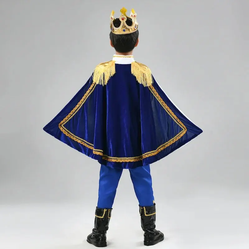 thumbnail image 4 of Disfraz de rey de carnaval para niño, 7 piezas, príncipe real medieval, conjunto completo para Halloween, fiesta de cumpleaños, disfraces., 4 of 6