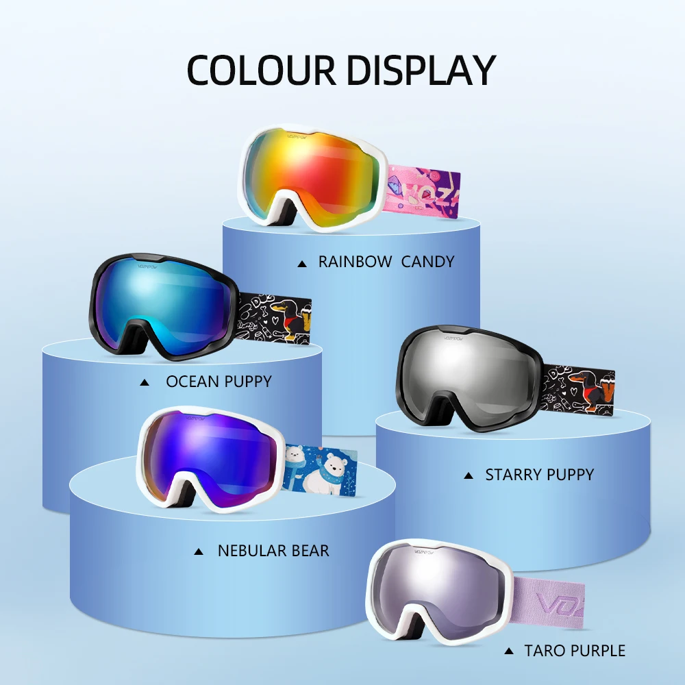 Vozapow Kids Ski Goggles Double Layer Impact Resistance Anti Fog Skiing Mask HD Snowboard Eyewear UV400 Children Snow Sunglasses 2