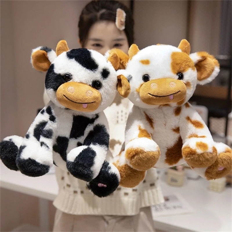 

Мягкая игрушка-корова, мультяшная фигурка коровы, мягкая игрушка для комнаты, успокаивающая эмоции для маленьких девочек,
