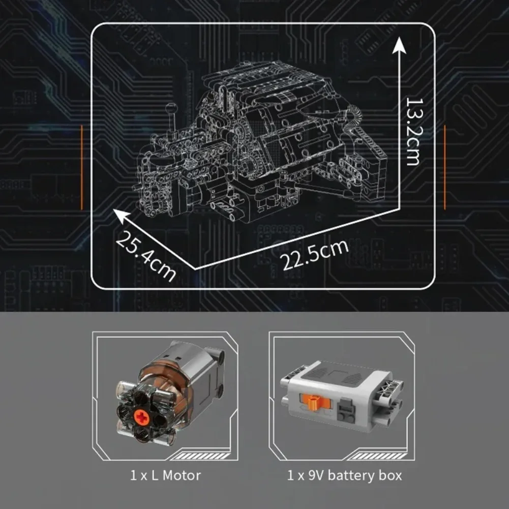 Mould King 10230 W12 Twin Turbo Engine Model Building Toy Set | 871 PC