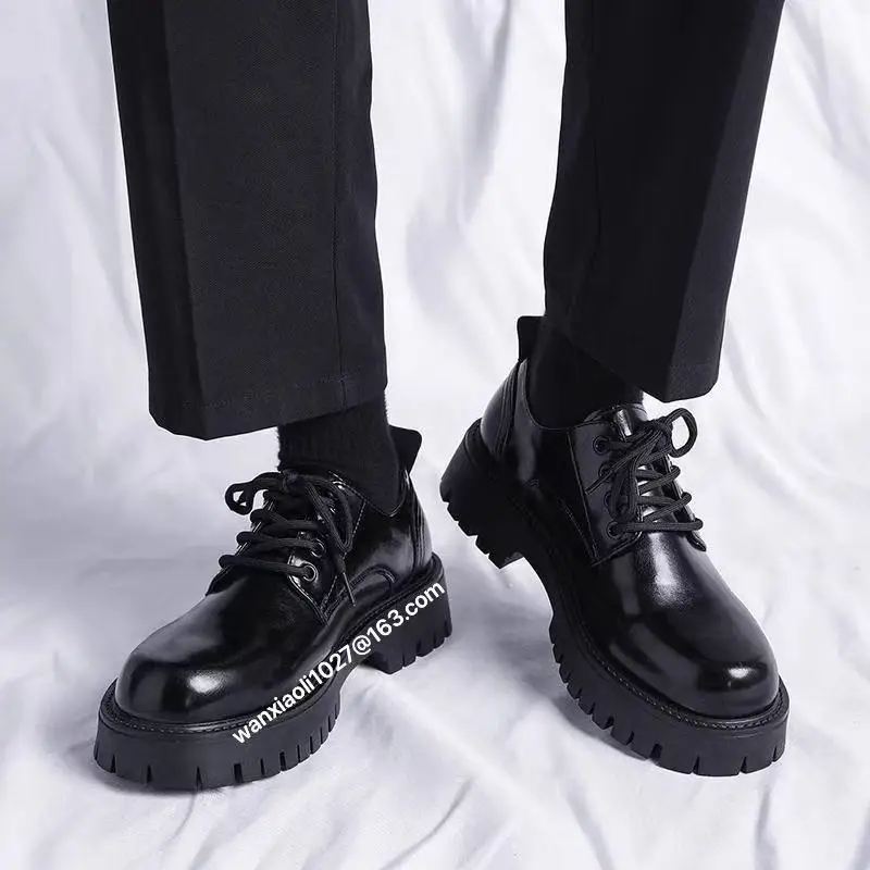 Leather shoes men\'s autumn new men\'s black 3