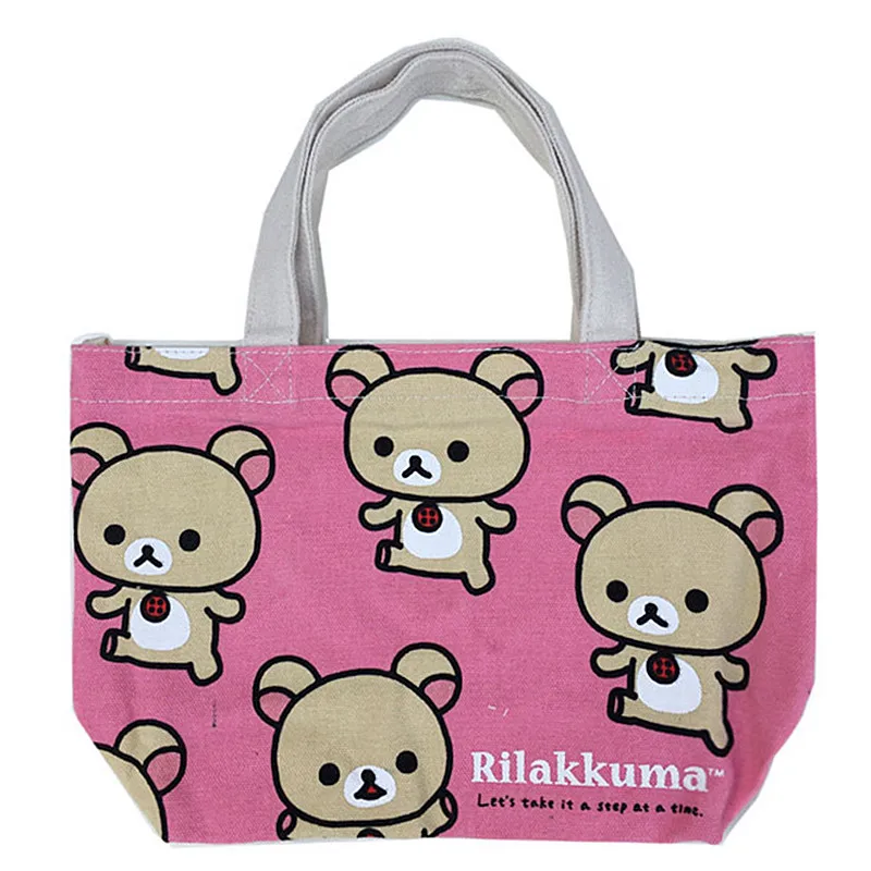 

New Kawaii Cartoon Rilakkuma Kids Small Canvas Handbags Woman Lunch Bags For Children