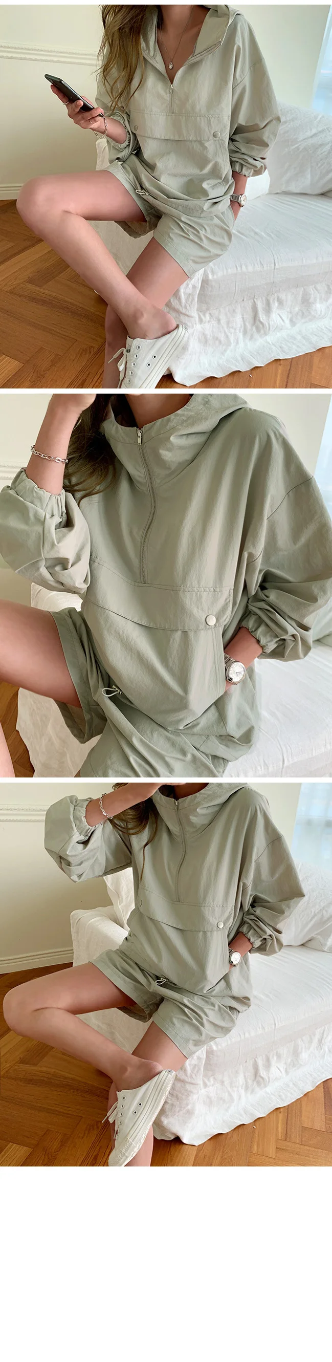 New Summer Women's Suit 2 Pieces Set Hooded Long Sleeve Hoodies and Shorts Female Sporty Chic Casual Solid Tracksuit