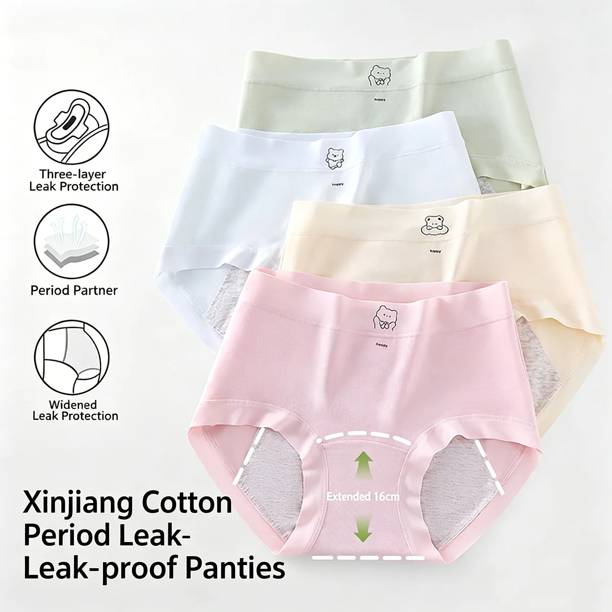 Women's Menstrual Panties Physiological Pants Leak Proof Underwear Ladies Period Panty High Waist Cotton Briefs Lingerie - 5