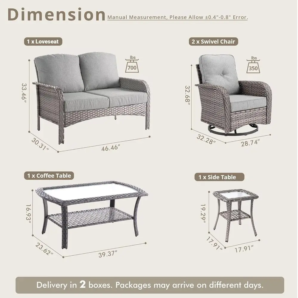 5-Piece Gray Outdoor Patio Furniture Set 2