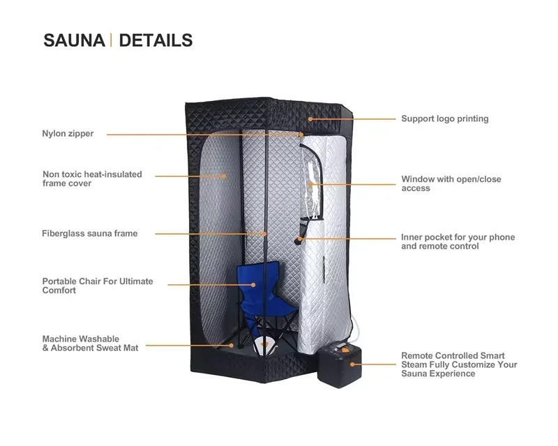 Wet Steam Heating Sauna Portable Home Spa Sauna Tent Hight 180cm with 3L Steam Pot Support Drop Shipping 3