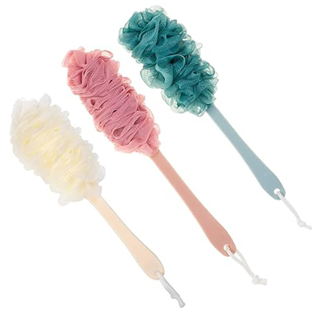 Back Scrubber for Shower Long Handle Bath Body Brush Soft Nylon Mesh Sponge for Shower Stick for Men Women Exfoliating Brush