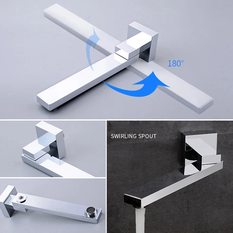 Brushed Nickel hidden shower faucet wall mounted swive bath spout 360 degree rotation bath faucet 6