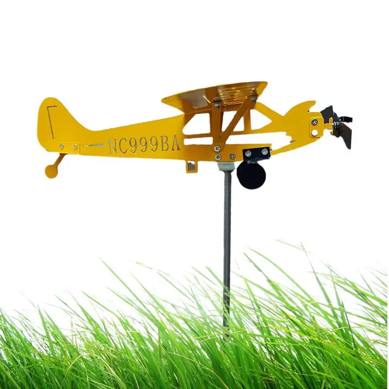 

3D Piper J3 Airplane Weathervane Unique Handmade Metal Weathervane Airplane Multifunctional Windmill Plane Weathervane For Lawn