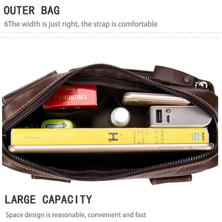 Men's Waist Packs Casual Soft Genuine Cow Leather Mobile Pocket Crossbody Bag