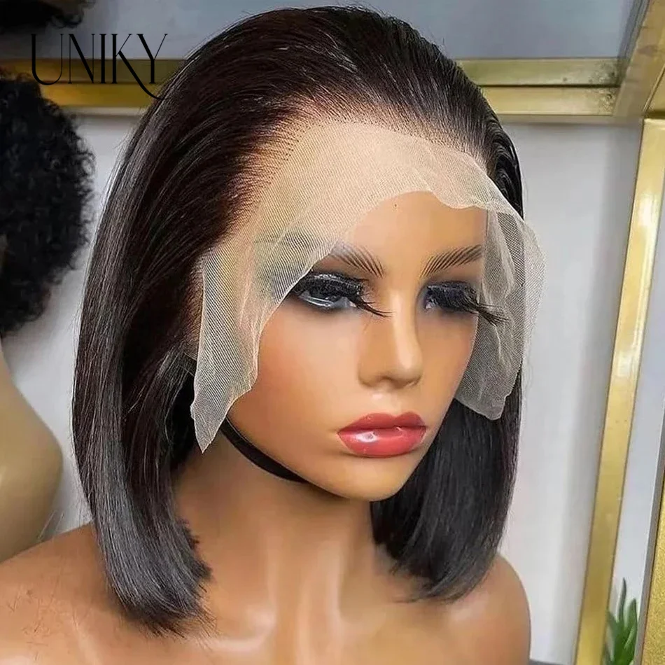 

Brazilian 13*4 Lace Front Wig 150 Density 4*4 Lace Short Bob Straight Remy Human Hair Frontal Wigs For Women PrePlucked Natural