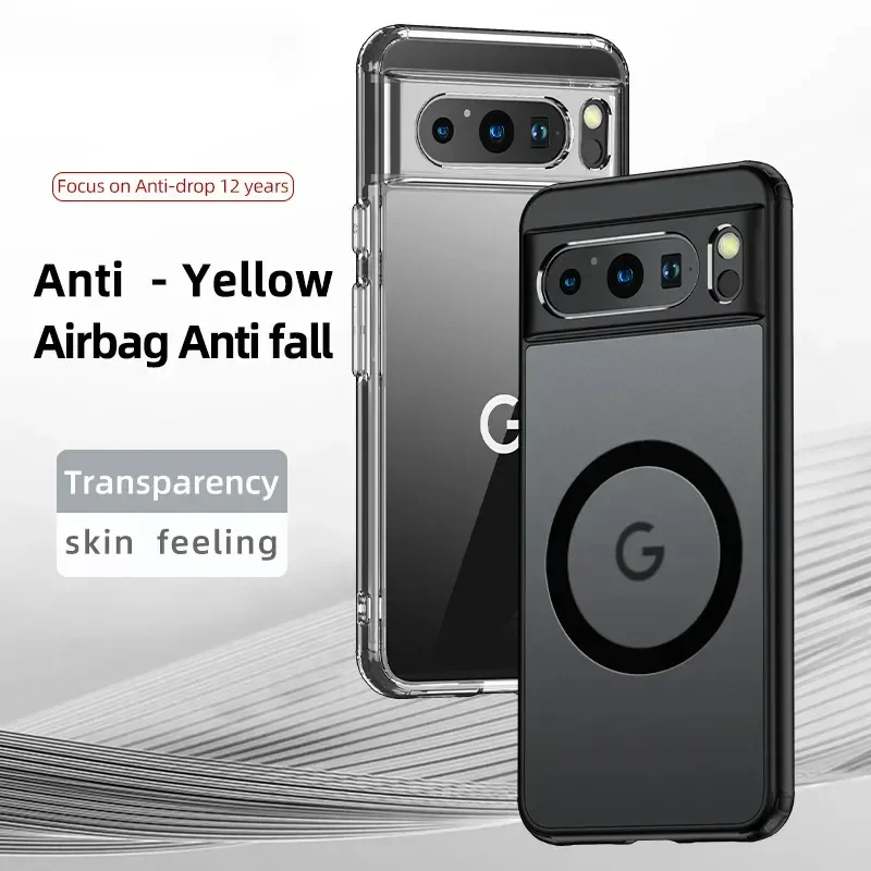 

For Google Pixel 8 Pro Case Magnetic Wireless Charging Translucent Frosted Shockproof Bumper Hard Plastic Back Cover Accessories