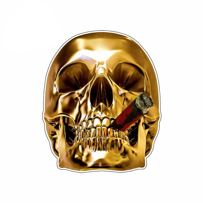 

Interesting Golden Skull Head Personalized Car Stickers PVC High-quality Bumper Body Window Decoratesunscreen Exquisite Decals