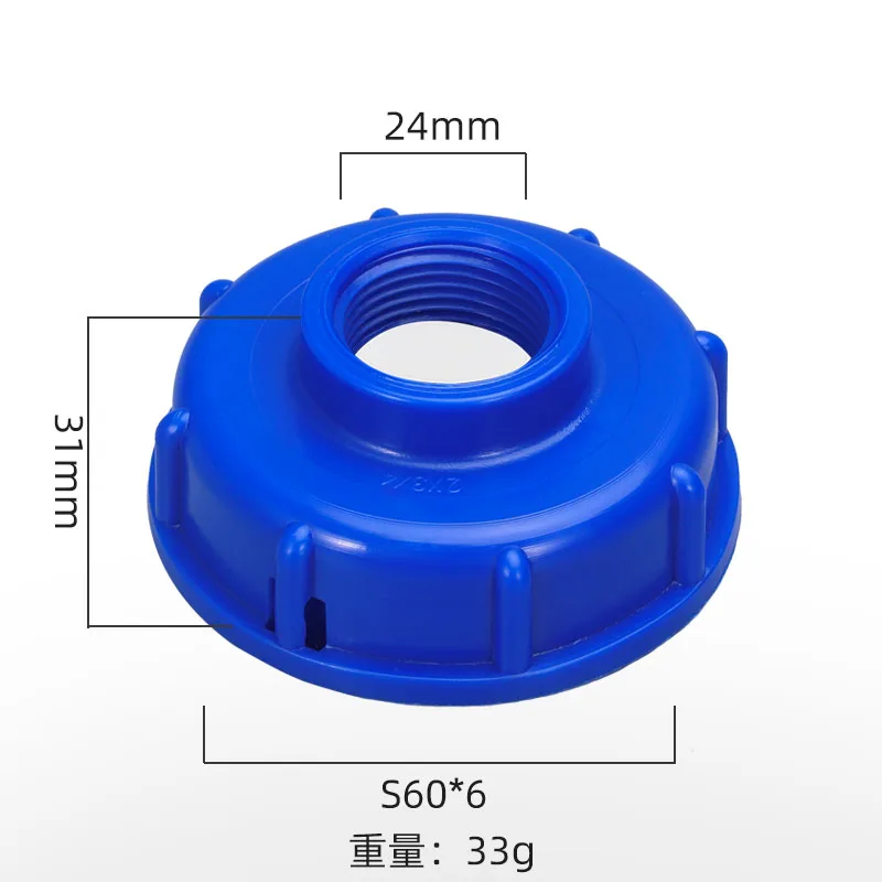 S60*6 Coarse Thread to 1/2'' 3/4'' 1'' IBC Tank Adapter Garden Hose Splitte Fittings for 1000L Water Tank Garden Hose 