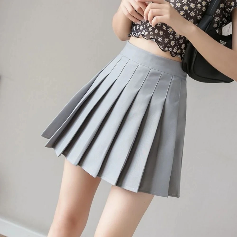 White Women Pleated Skirts Summer High Waist Zipper Girls Dancing JK Mini Skirts Black Fashion Student A Line Faldas