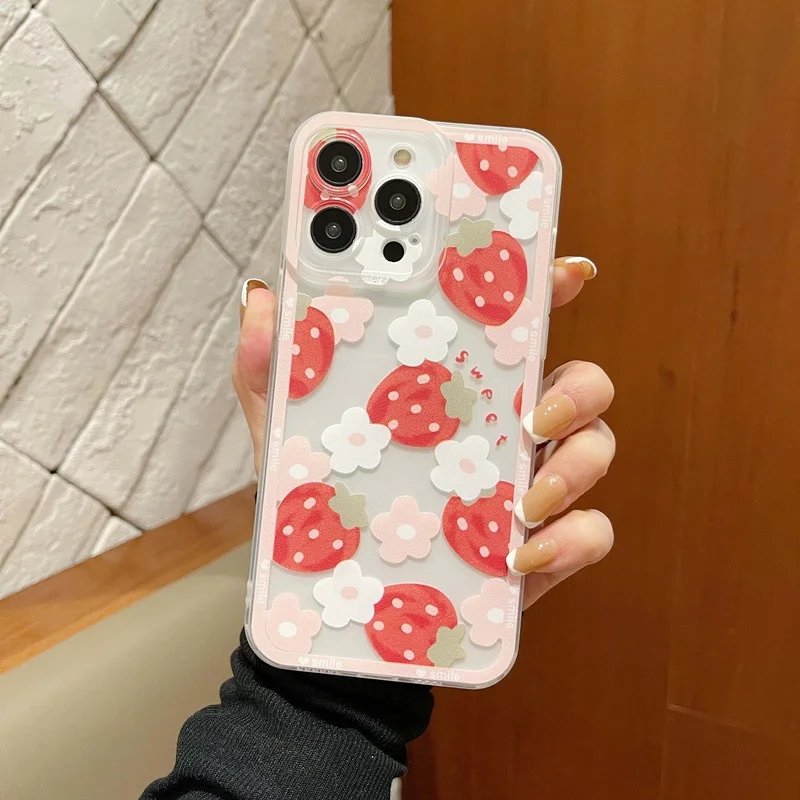 Transparent Clear White Love Heart Pattern Couple Case