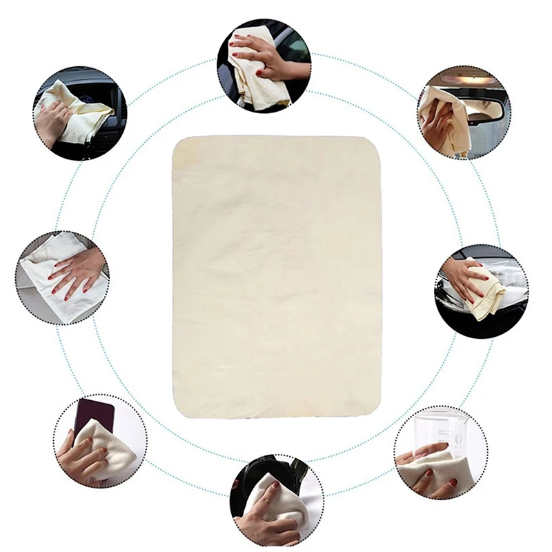 Premium Absorbent Car Cleaning Chamois Leather Towel - Quick Drying Deerskin Cloth