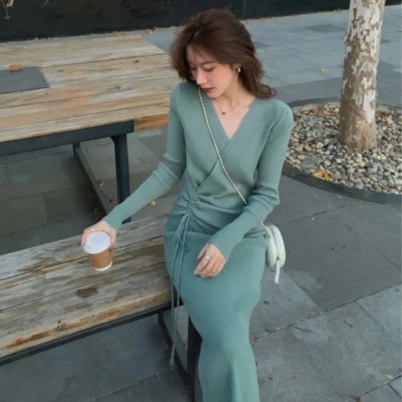 

Dress Design SenSe, Paired With Age Reducing Knitted For Women's Ladies, Light And Mature Style, Waist TighTening,