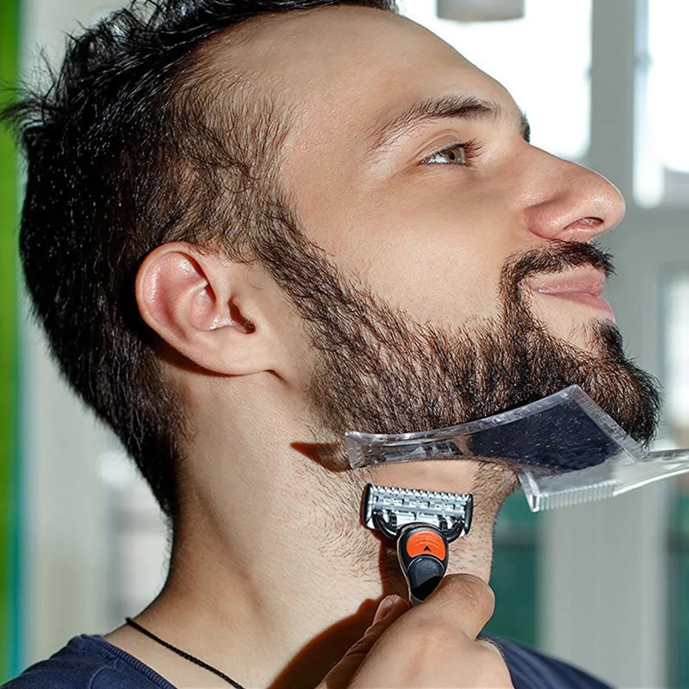 Beard Styling and Shaping Stencil Comb with Barber Precision Tool and Hair Brush