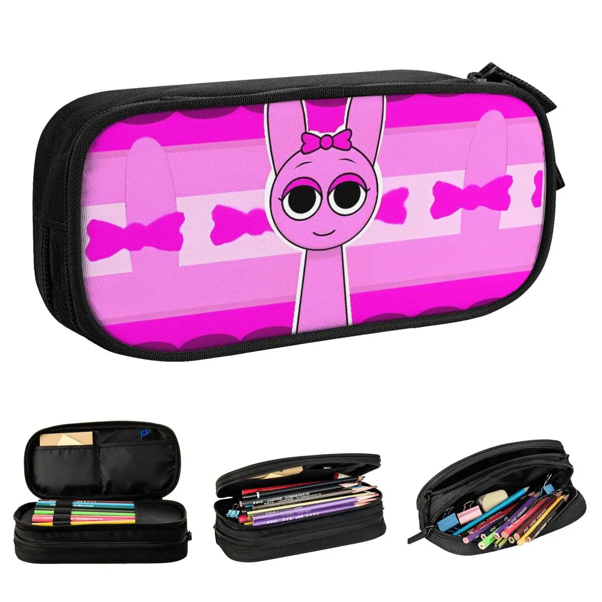 Cartoon Incredibox Sprunki Pencil Case Fashion Pen Bags for Student Big Capacity Office Gift Pencilcases