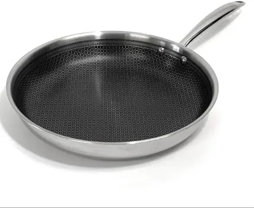 

Home Stainless Steel Frying Pan 10 Inch, Nonstick, Diamond, Tri-Ply Kitchen Cookware, For Everyday Cooking, Oven & Dishwashe Pla