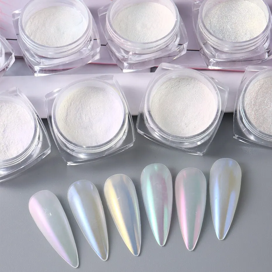 Nail Pigment 12pcs Aurora Neon Shimmer Glitter Ice Muscle Nail Pigment Powder Fine Chrome Rubbing Dust Mirror Polish Decorations