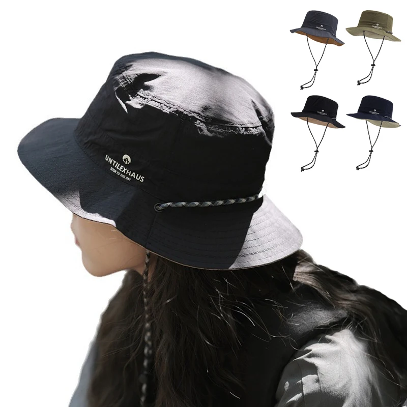

Summer Outdoor Bucket Hat Couple Casual Hiking Sunscreen Hats Men Women Beach Fisherman Cap