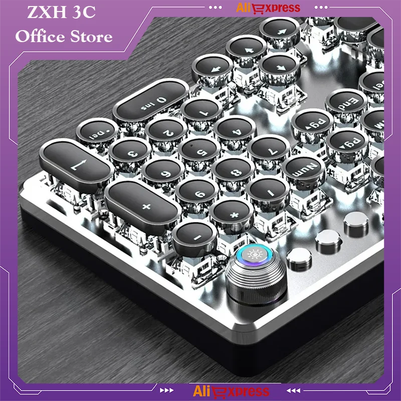 Проводная Механическая клавиатура K820 в стиле ретро, панк, клавиатура с подсветкой, макро программирование, игры для киберспорта