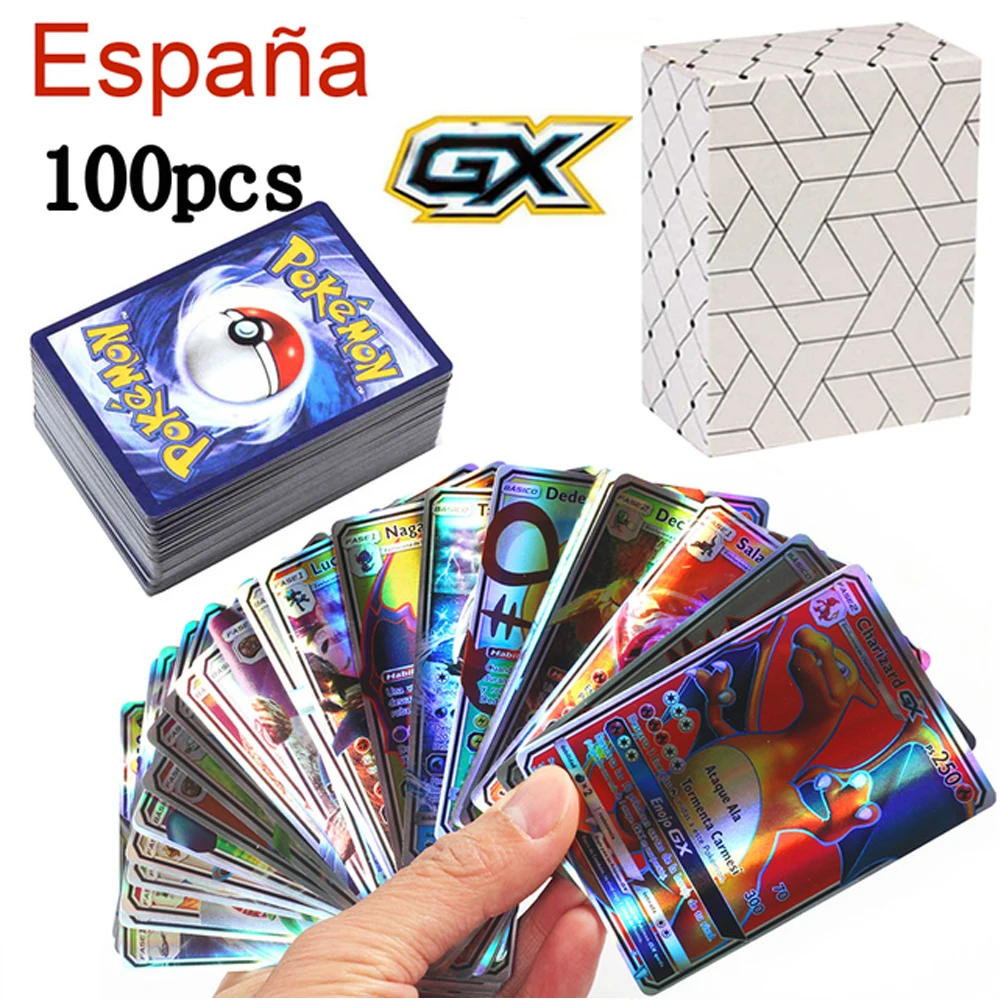 50-100Pcs Card Spanish French 100VMAX 200 GX Best Selling Children Battle  Desktop Game Tag Team Shining Vmax