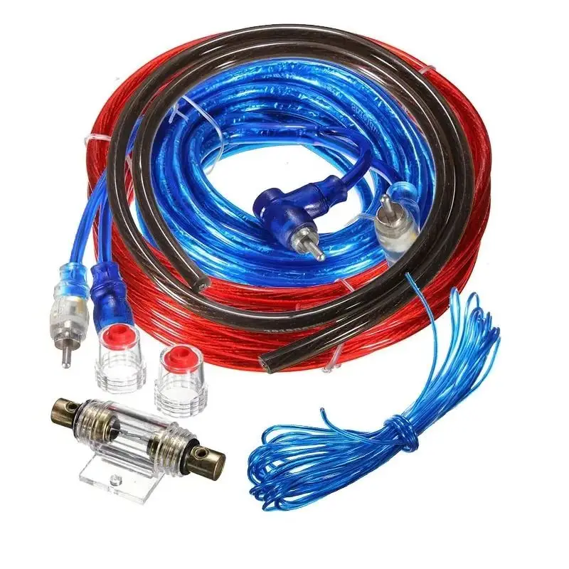 Subwoofer Speaker Holder Wiring Amplifier Installation Kit 1500W 60 AMP Fuse 8GA Power Cable Car Audio Wire Copper Clad Aluminum