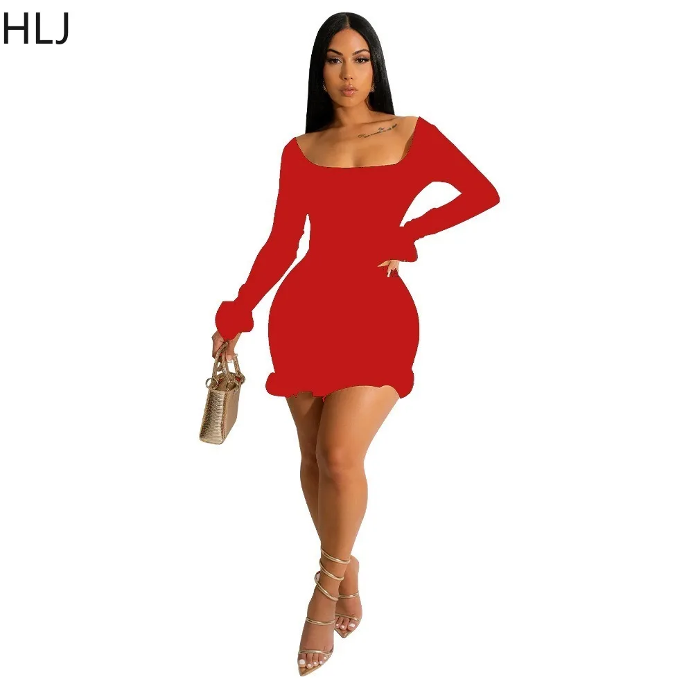 HLJ Fashion Hot Girl Bodycon Feather Splicing Mini Skirts Two Piece Sets Women Long Sleeve Corset Top And Skirt Nightclub Outfit