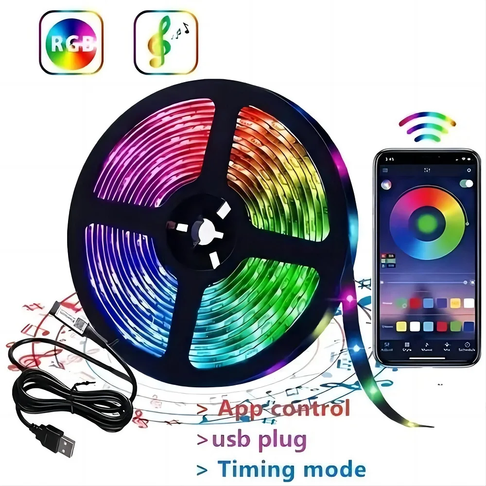1M-30M Led Strip Light 5050 Rgb 5V Usb Bluetooth Led Lights Nastro Flessibile Luci Al Neon Tv Desktop Retroilluminazione Diodo Tape