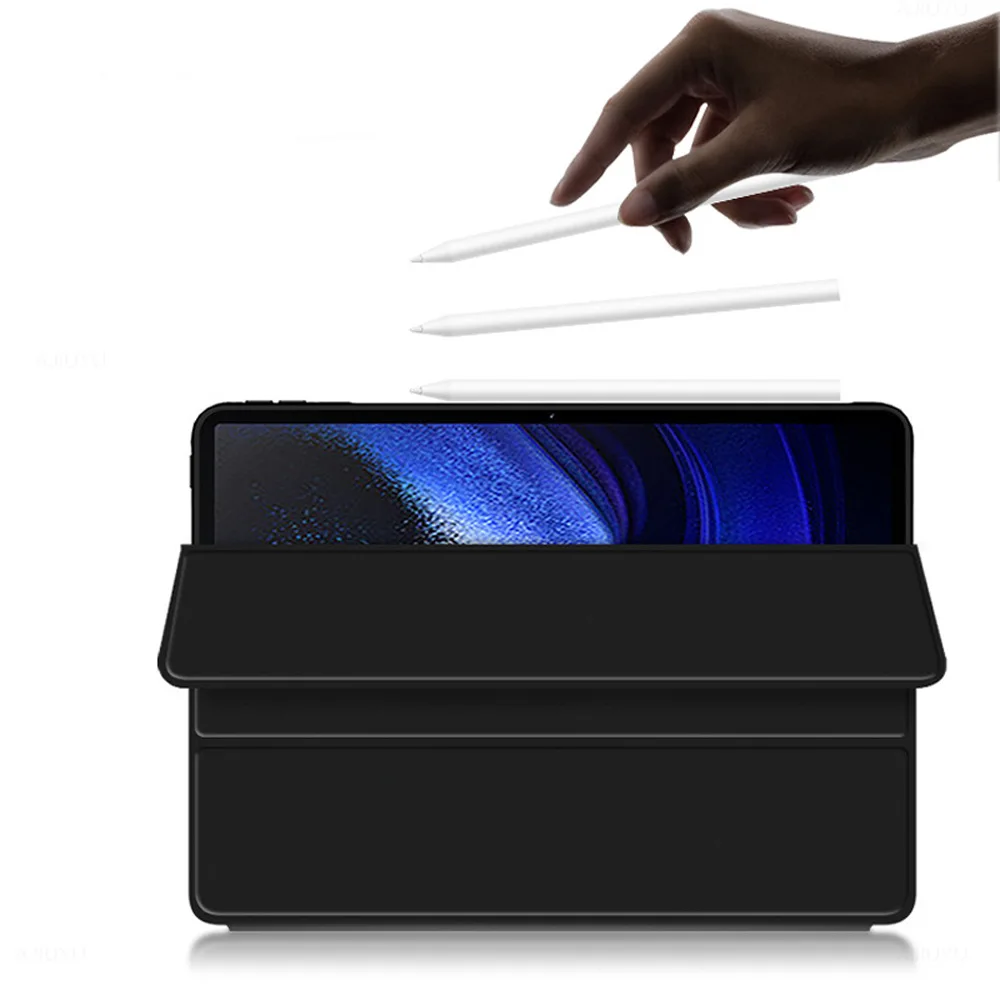 Premium Flip Stand Protective PU Cover with Soft TPU Back Shell, Tri-Fold Design