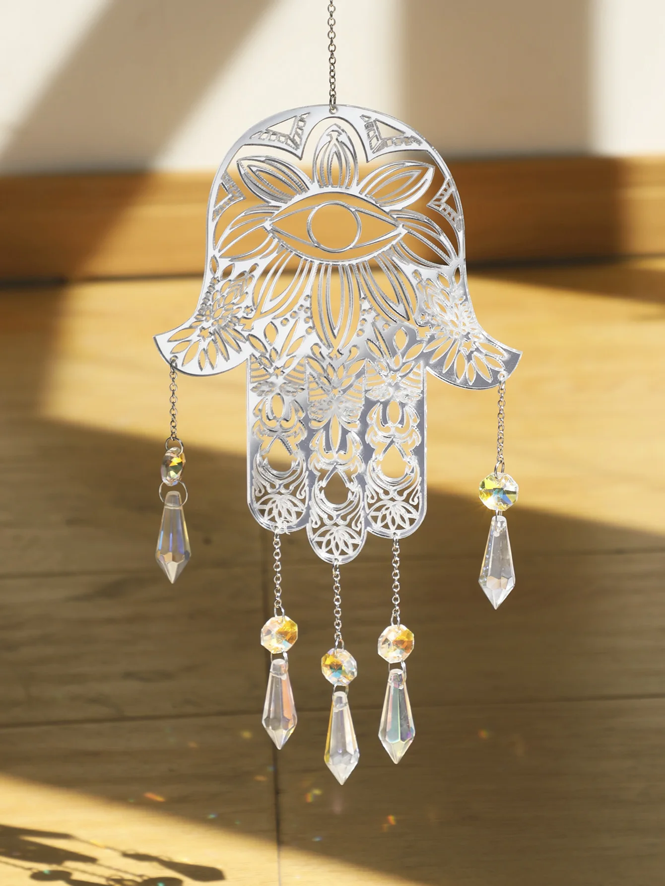 Evil Eye Hanging Garden Suncatchers Hamsa Hand Angel Wing Decor Prism Crystal Sun Catcher Indoor Window Home Decoration Gift