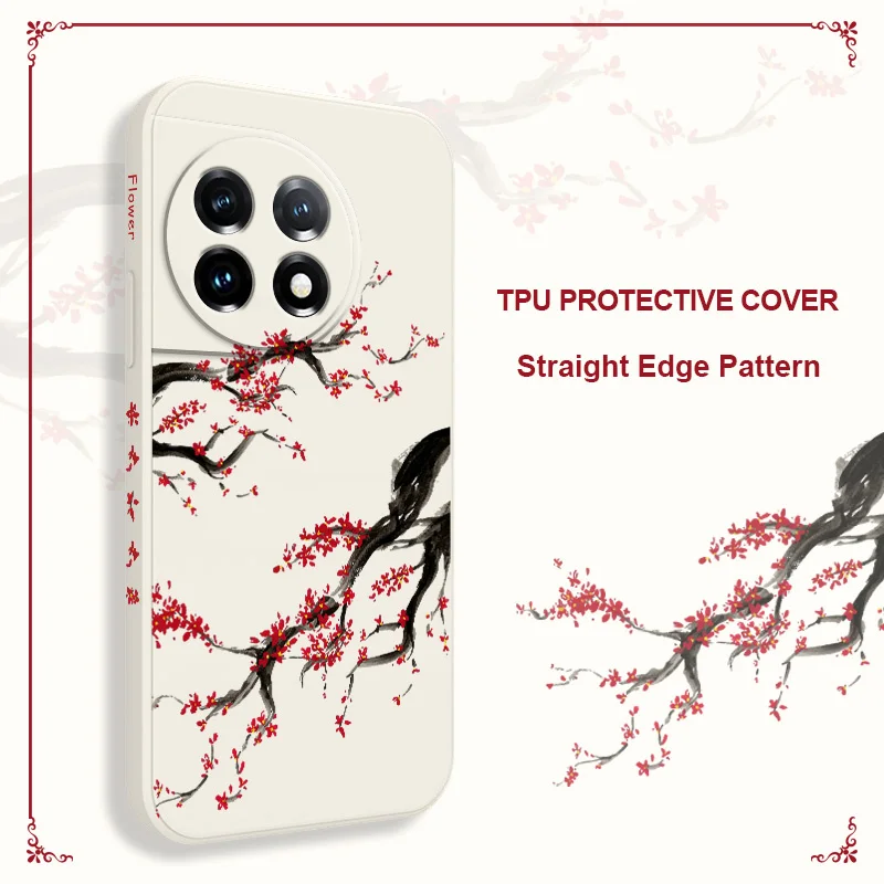 Elegant Cold Plum Snow Liquid Silicone Phone Case Cover