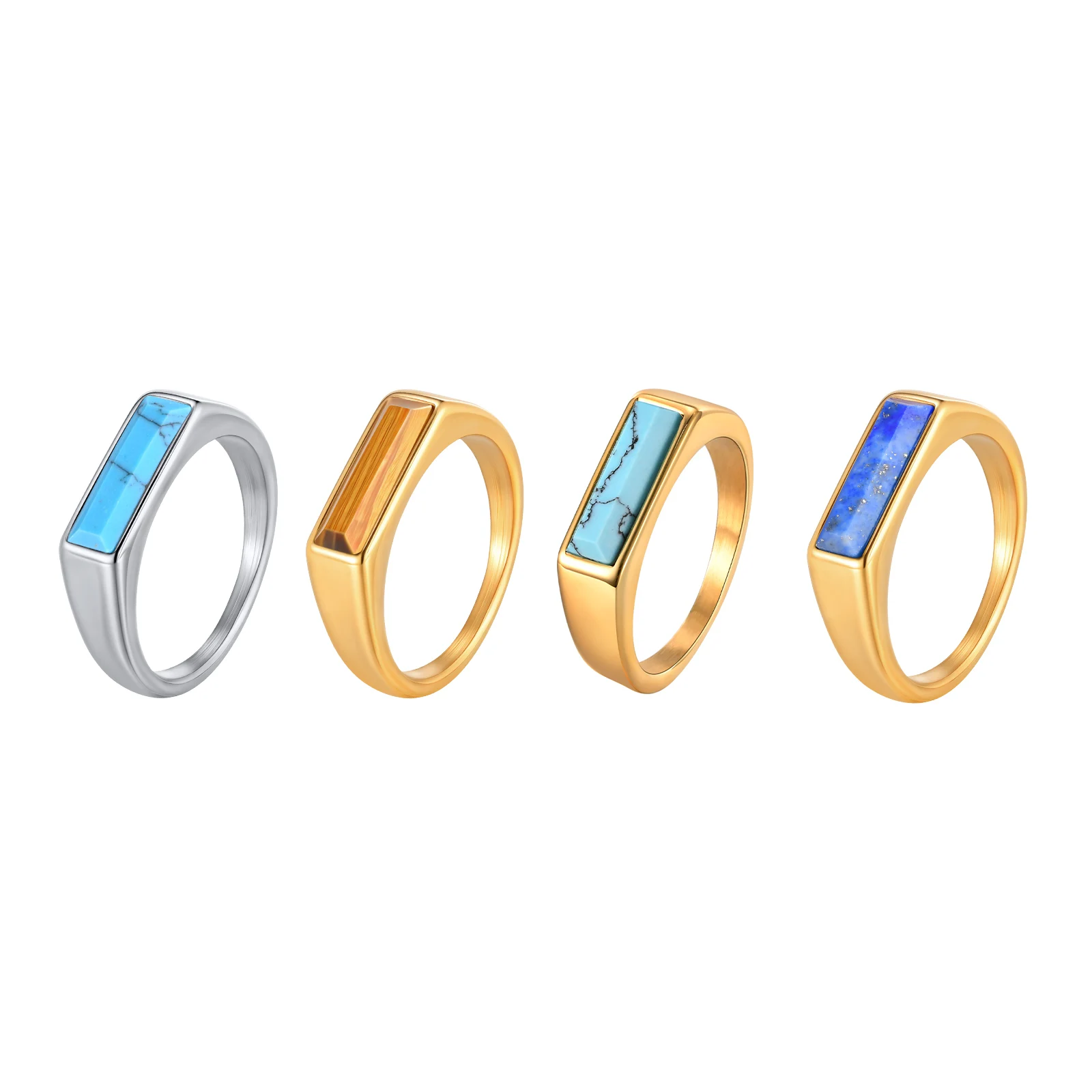 Gold Plated Stainless Steel Unisex Signet Ring