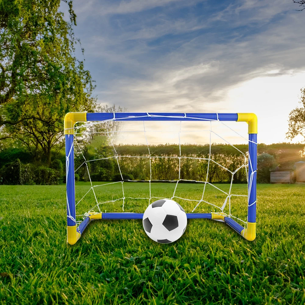 Foldable Kids Football Goal Training Practice Movable Soccer Ball Goal Post Net Indoor Outdoor Games Children Football Goal Kits