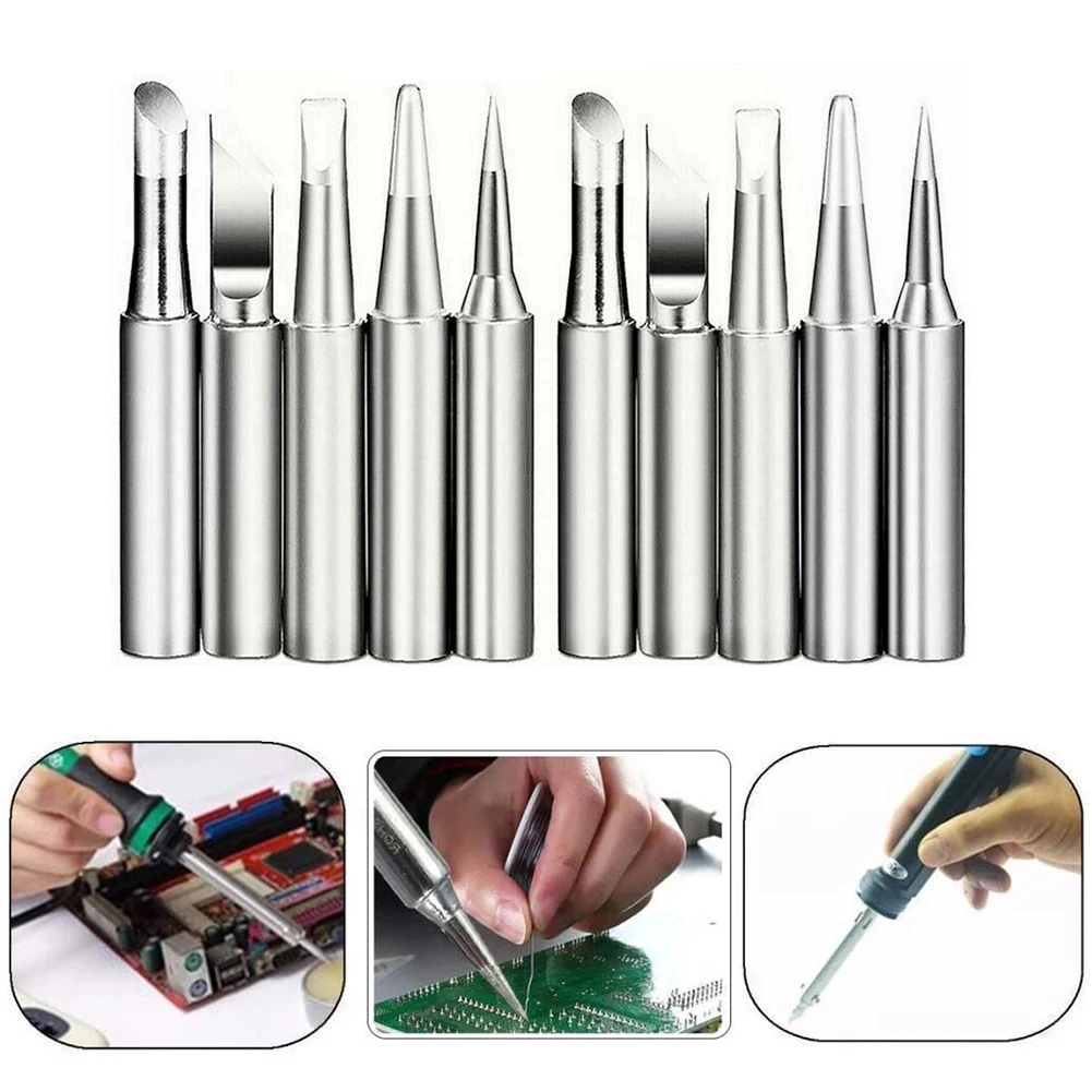 10pcs/set Durable Soldering Iron Tips I+B+K+2.4D+3C 900M-T Soldering Iron Pure Copper Lead-Free Equipment  Power Tools Parts stick welding stinger