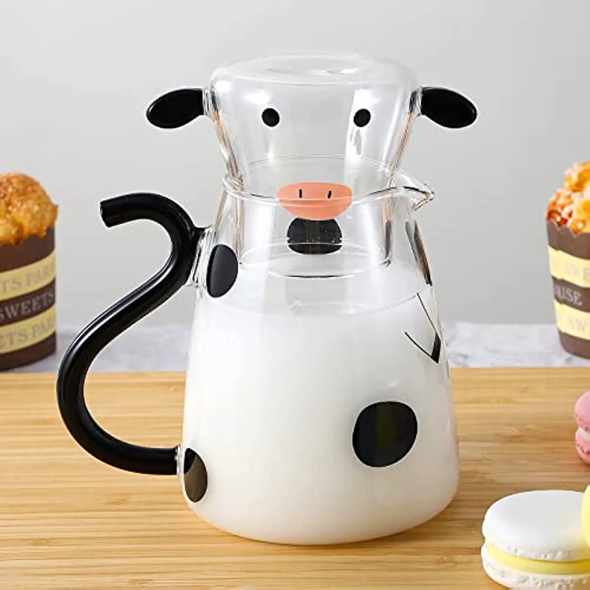 1/2PC 550ml Borosilicate Glass Cow Cold Kettle Set Transparent Water