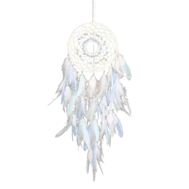 

Feather Dream Catchers Wall Hanging Ornaments with LED Light Car Pendant Decor