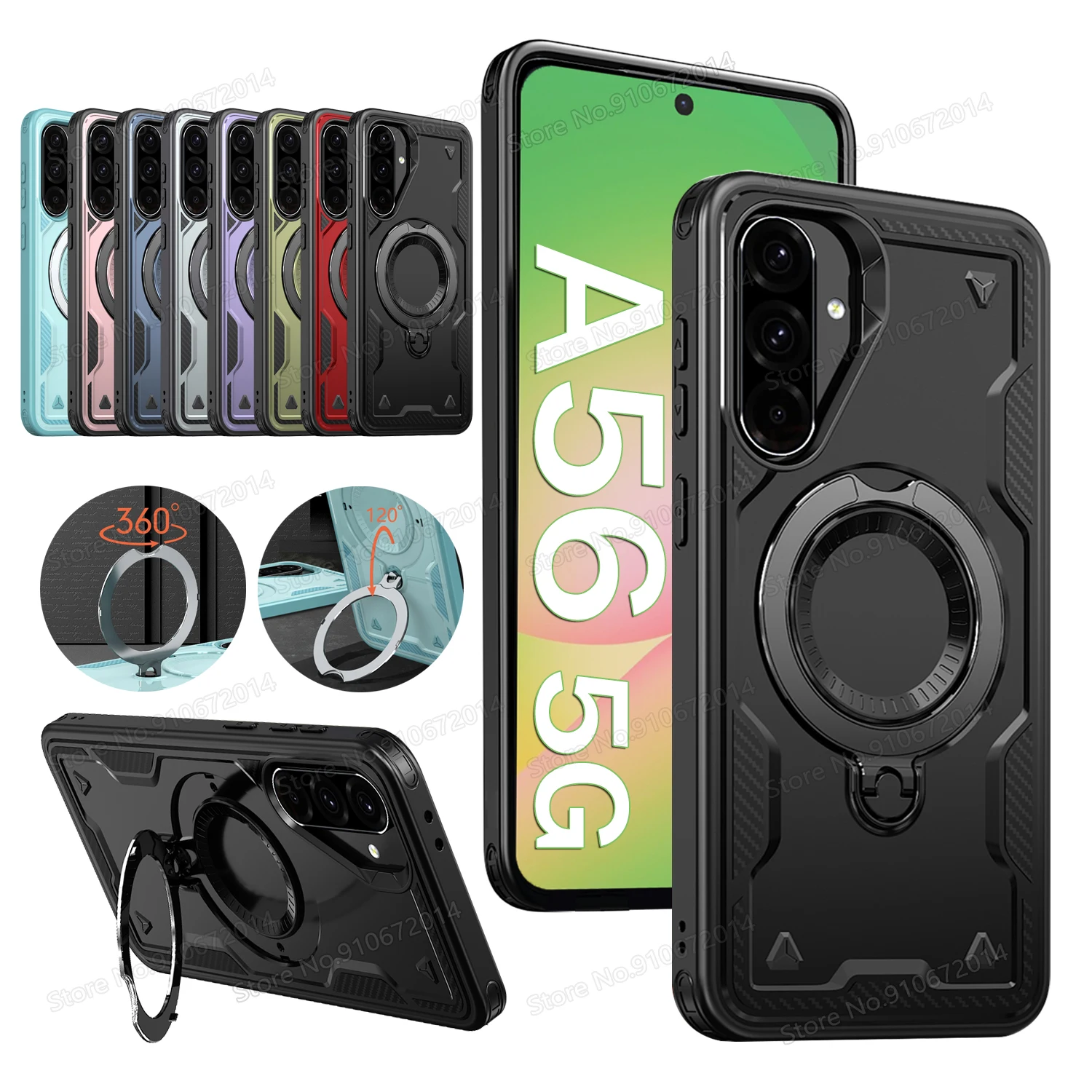 Dual Layer Shockproof Hard Cover with Ring Magnetic Fold Bracket