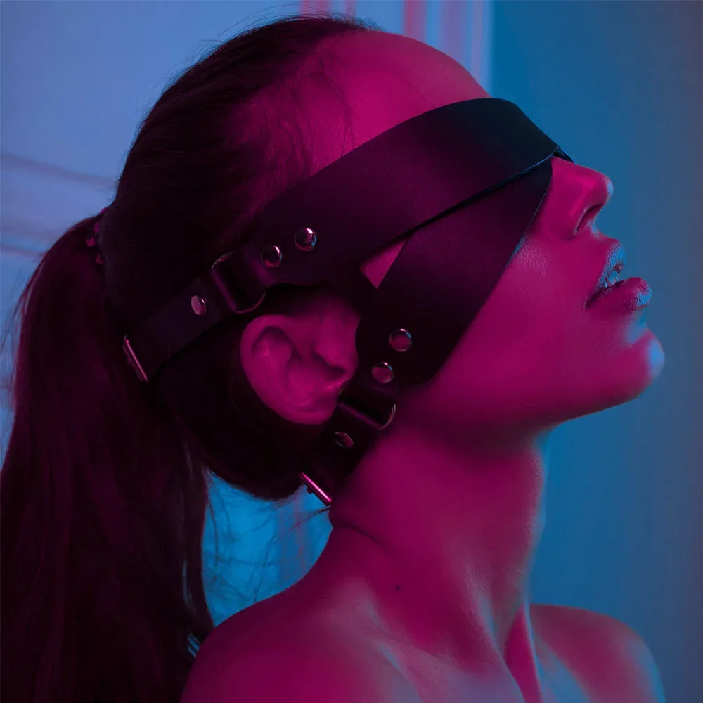 Bdsm Eye Mask Leather Harness Mask Sex Bondage Adult Game Couples Cosplay Toys For Women Men