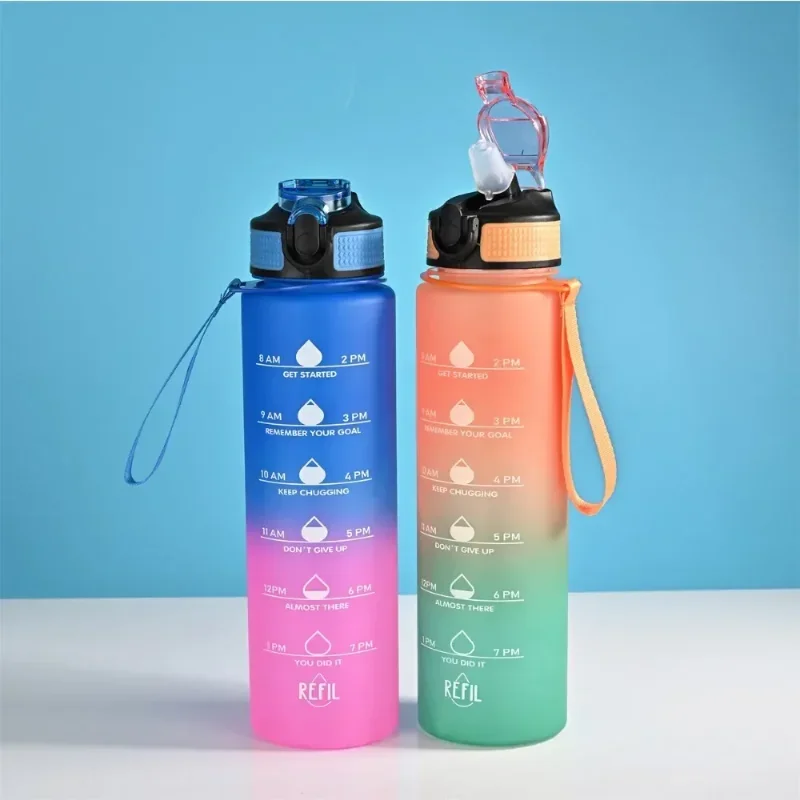 1000ml Sun Gradient Color Suction Cup Space Cup Outdoor Sport Bounce Cap Home Use Outdoor Kettle Plastic Cup New