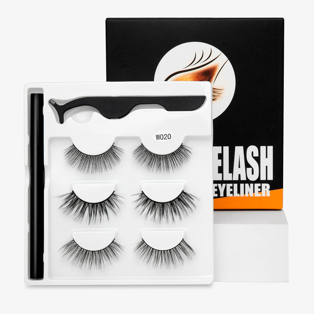 3/6 Pairs False Eyelashes Eyeliner Set No Glue Non Waterproof