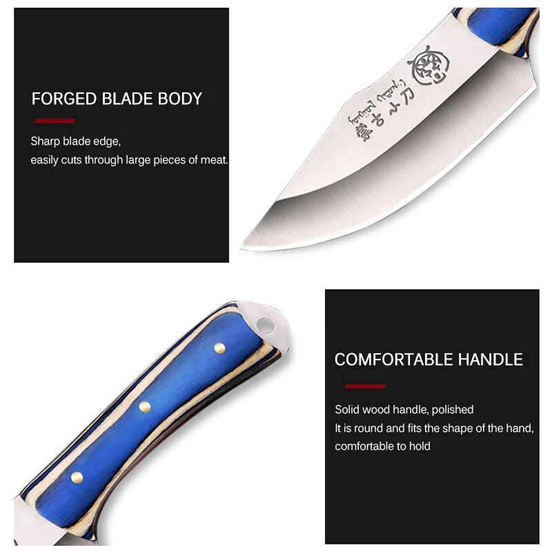 Meat Cleaver Kitchen Knife Boning Knife Meat Cleaver Stainless Steel Kitchen Mongolian Hand Meat Knife Roasted Whole Lamb Steak Fruit with Cover