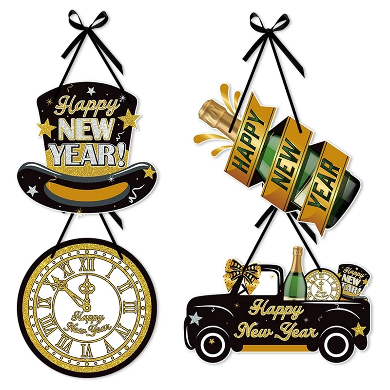 

Надпись на Новый год 4 шт. дверная вешалка для новогодней двери Фотофон Новогодний венок подвесной знак простой в использовании