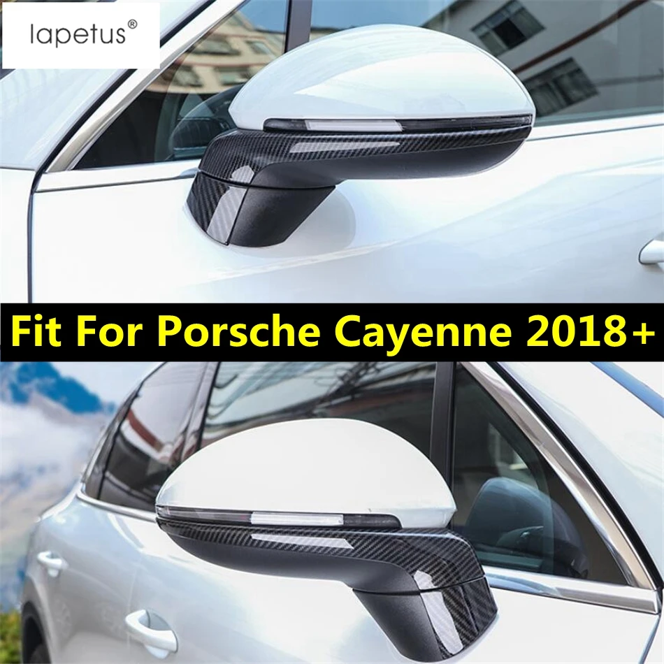 

Side Door Rearview Mirror Overlay Strip Decoration Cover Trim For Porsche Cayenne 2018 - 2023 Carbon Fiber Exterior Accessories